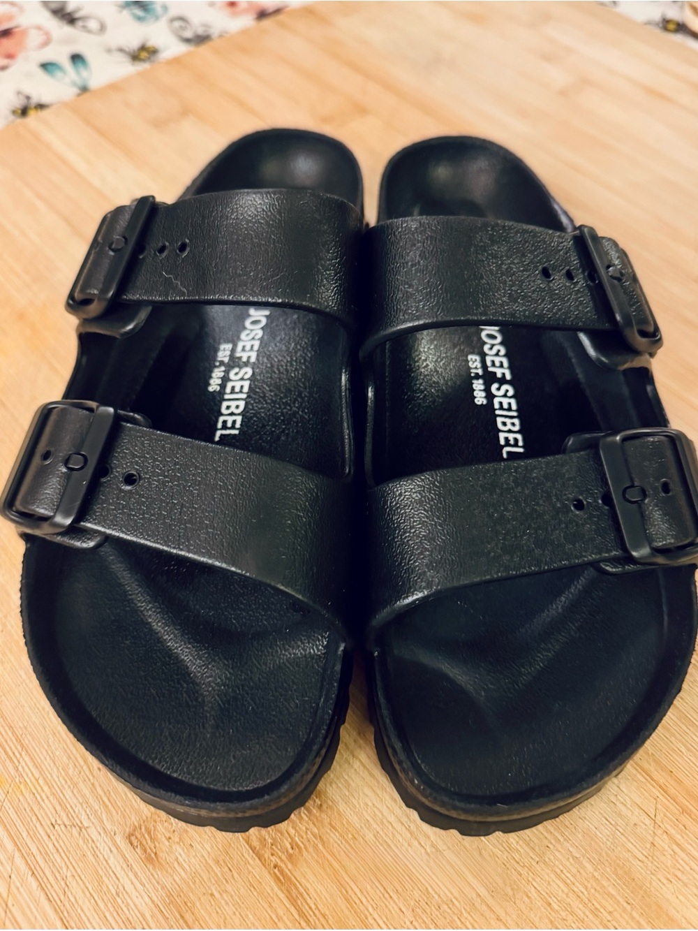 Josef Seibel Black Double-Buckle 'EVA' Sandals sz7.5